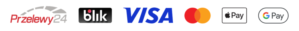 Płatności: Przelewy24, BLIK, Visa, Mastercard, Apple Pay, Google Pay